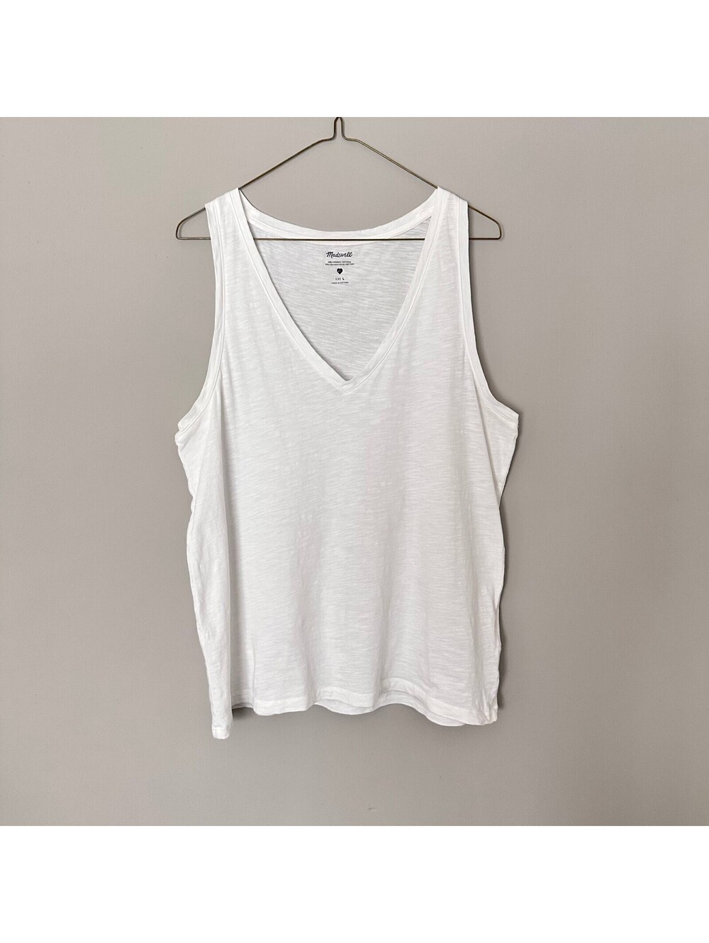 Madewell White V-Neck Sleeveless Tank Top Women’s L Organic Cotton Basic Minimal
